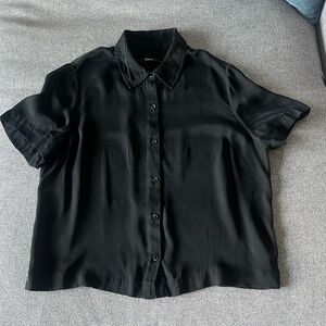 Quince Washable Stretch Silk Short Sleeve Blouse